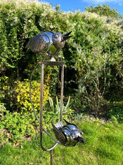 Twin Bird Rocking Balancing Garden Ornament Decoration Rocker Flying Stake0