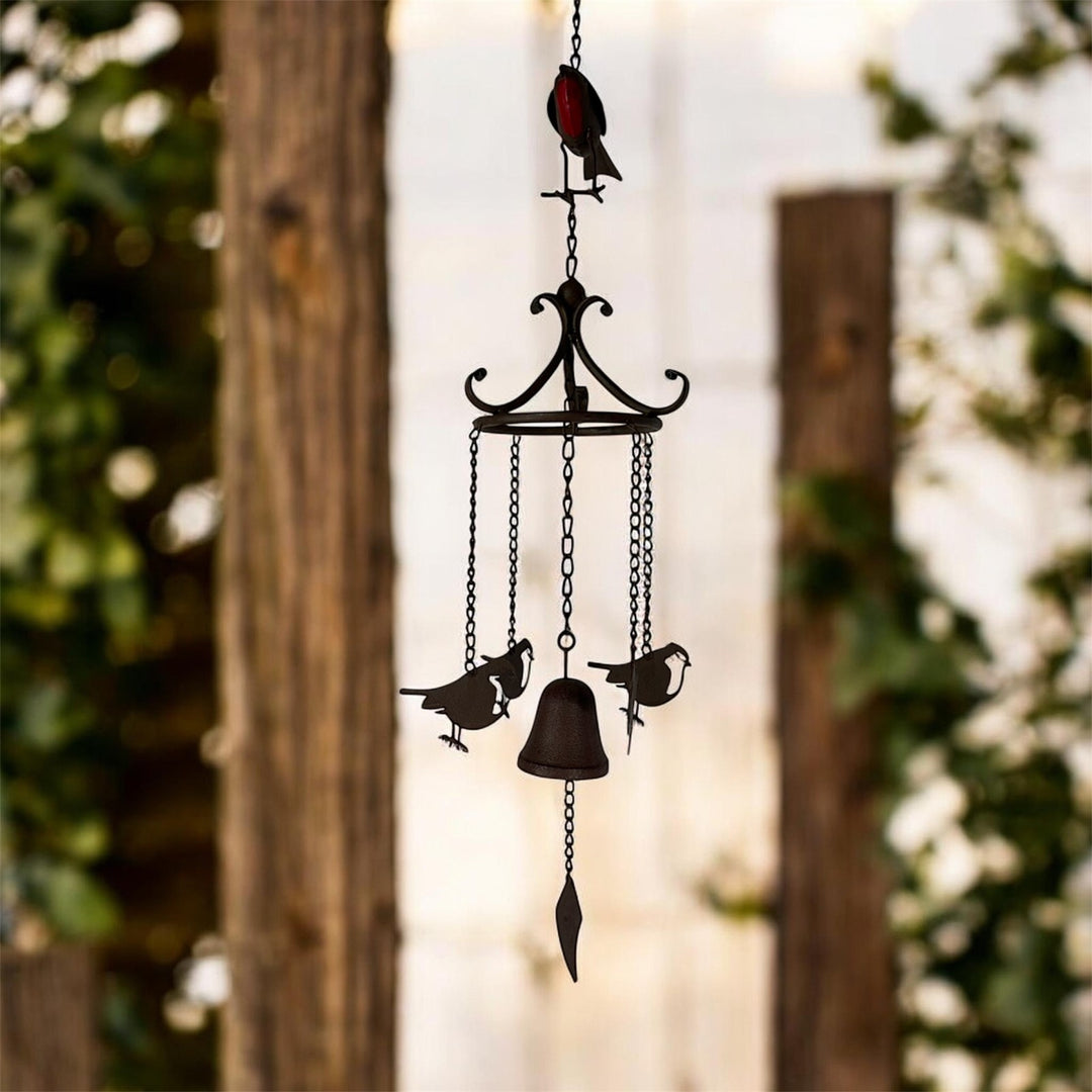 Rustic Metal Robin Hanging Windchime Garden Gift Decor Decoration Hanging Hook3