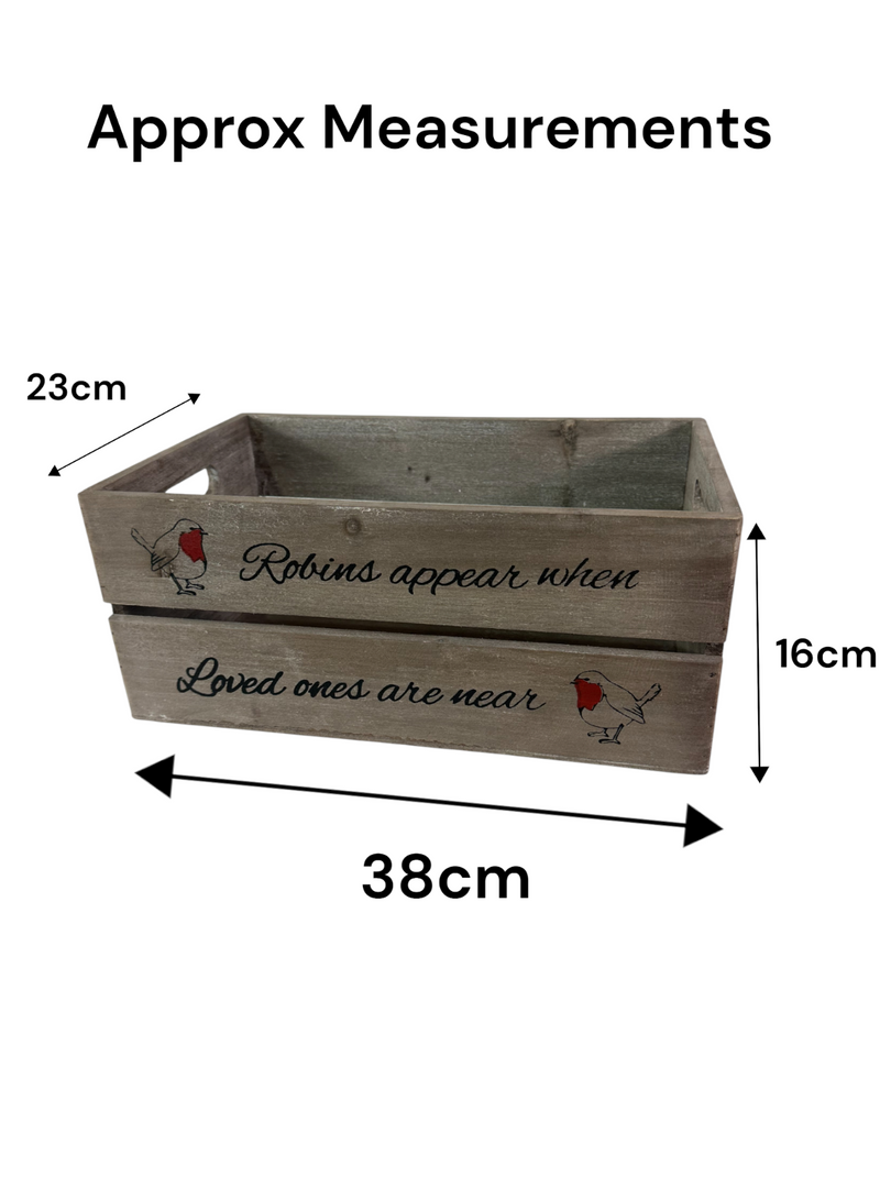 Wooden Crate Robins Appear When Loved Ones Are Near Decorative Box Christmas1