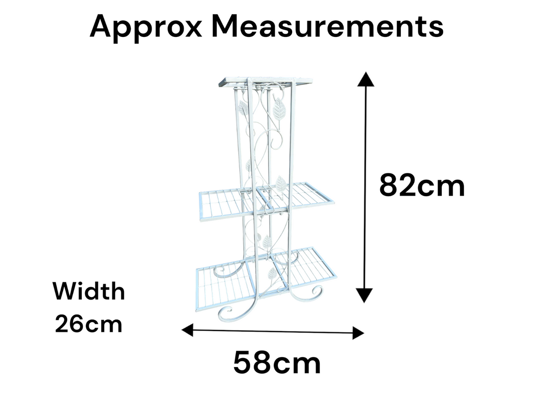 3 Tier White Metal Shelf Decorative Shelves Freestanding Unit Plant Display1