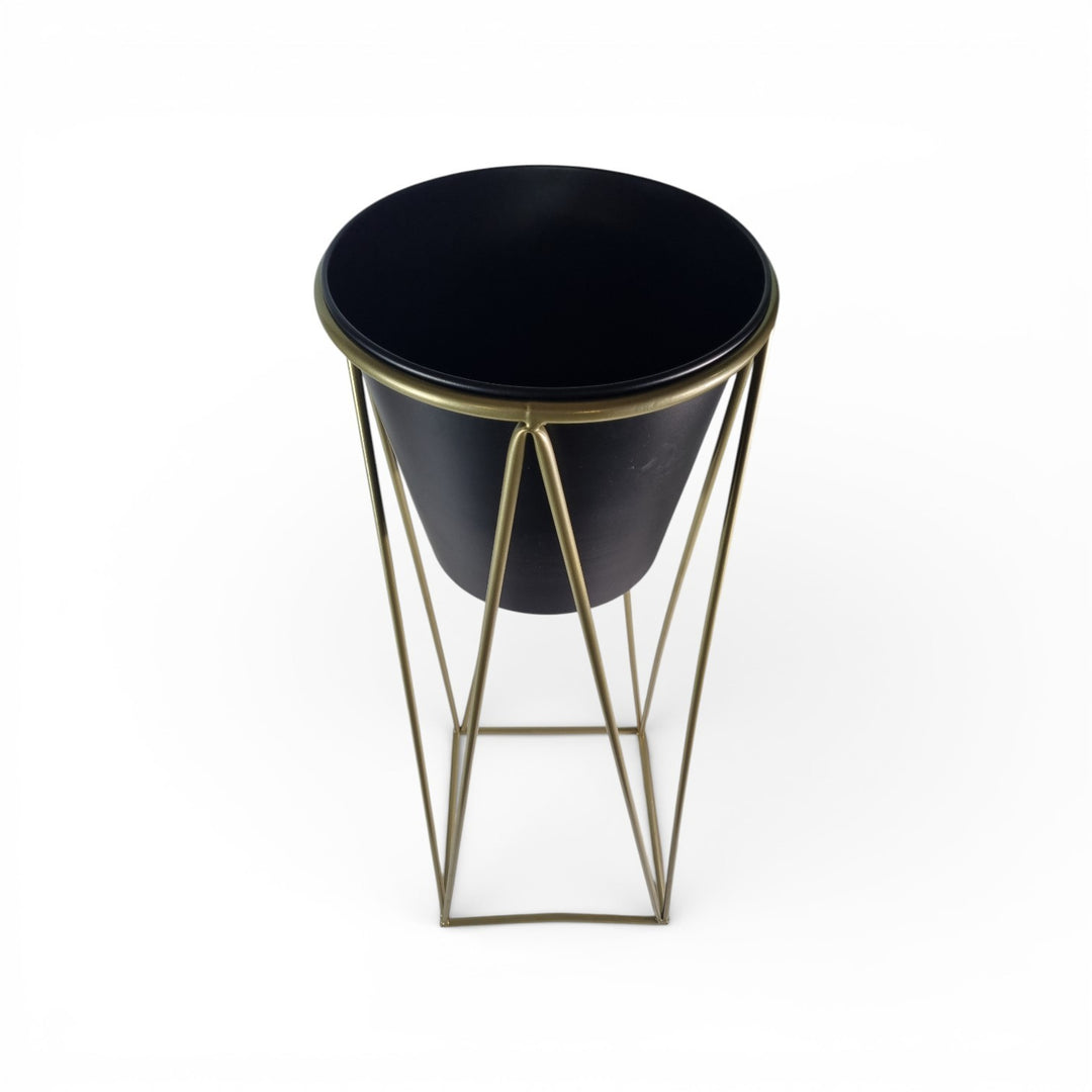 Black Plant Pot Stand Gold Frame Home Garden Decor Gift Set Of 2 Sizes Flower18