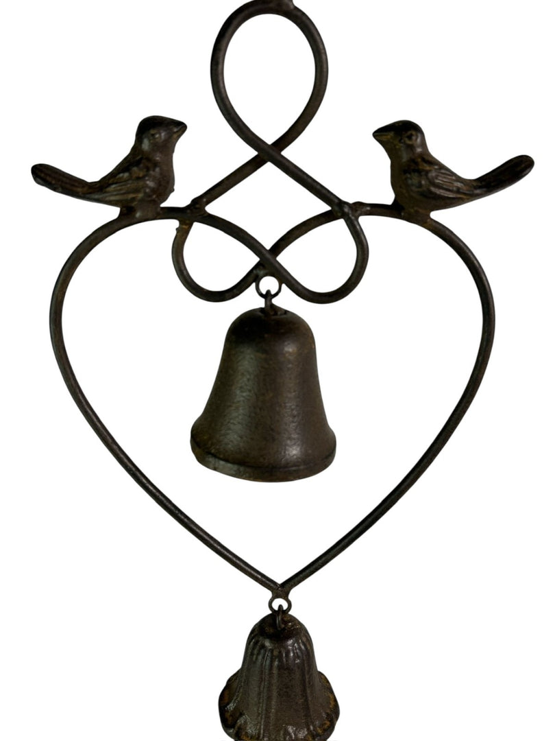 Brown Heart Hanging Windchime Garden Gift Outdoor Bell Bird Decoration Decor5