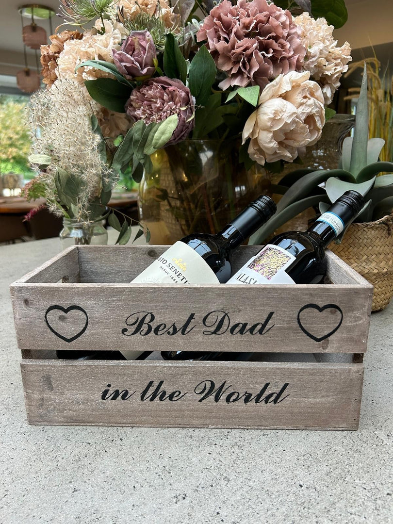 Wooden Crate Best Dad In The World Decorative Box Hamper Gift Christmas Storage7