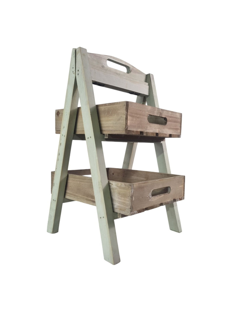 Wooden 2 Tier Vegetable Plant Storage Rack Green Tabletop Rustic Display Shop5