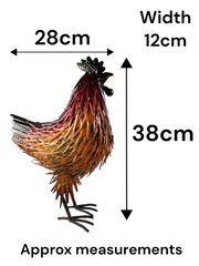 Decorative Metal Orange Red Hen Chicken Garden Statue Outdoor Lawn Ornament Farm1