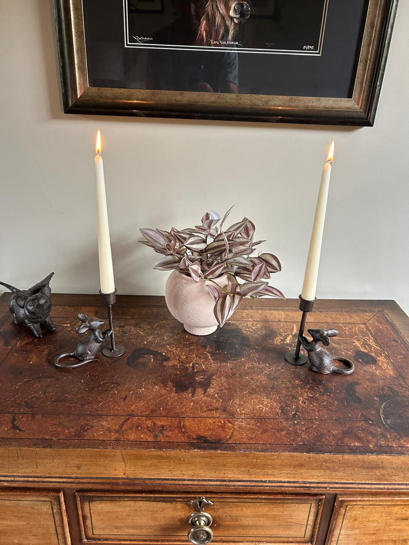 Pair of Cast Iron Mouse Candlestick Holders Mice Candle Sticks Rustic Decor Gift8