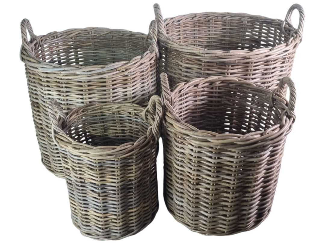 NEW Round Kubu Wicker Rattan Log Storage Handmade Traditional Fireside Basket13