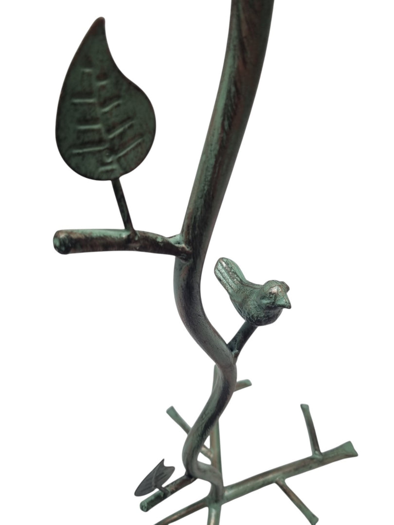 Vintage Style Verdigris Green Metal Bird Bath Feeder Leaf Design Garden Ornament11