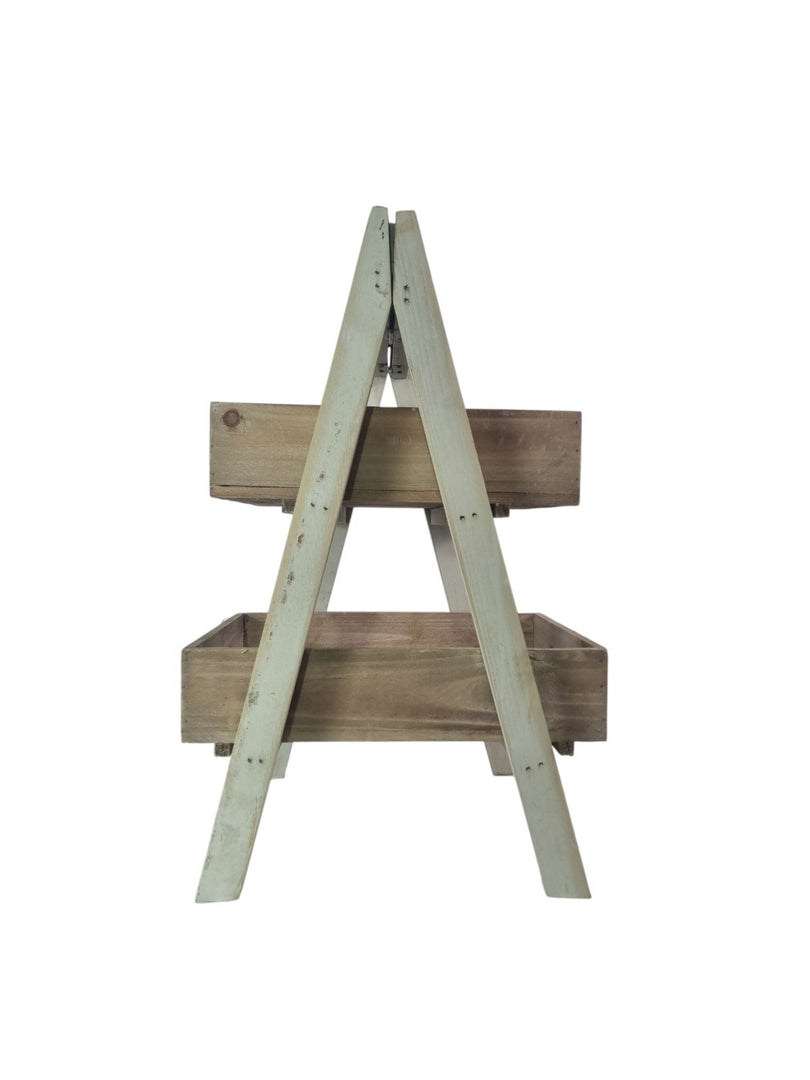 Wooden 2 Tier Vegetable Plant Storage Rack Green Tabletop Rustic Display Shop4