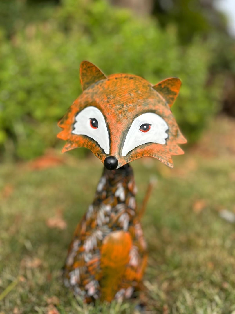 Metal Fox Garden Ornament Stake Cute Woodland Outdoor Lawn Decor Gift Decoration3