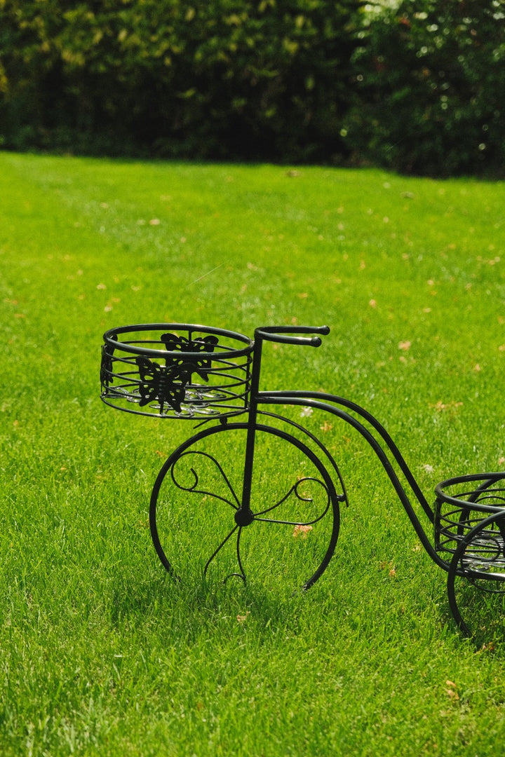 2 Tier Trike Pot Holder Metal Garden Flowers Plant Display Planter in Black12
