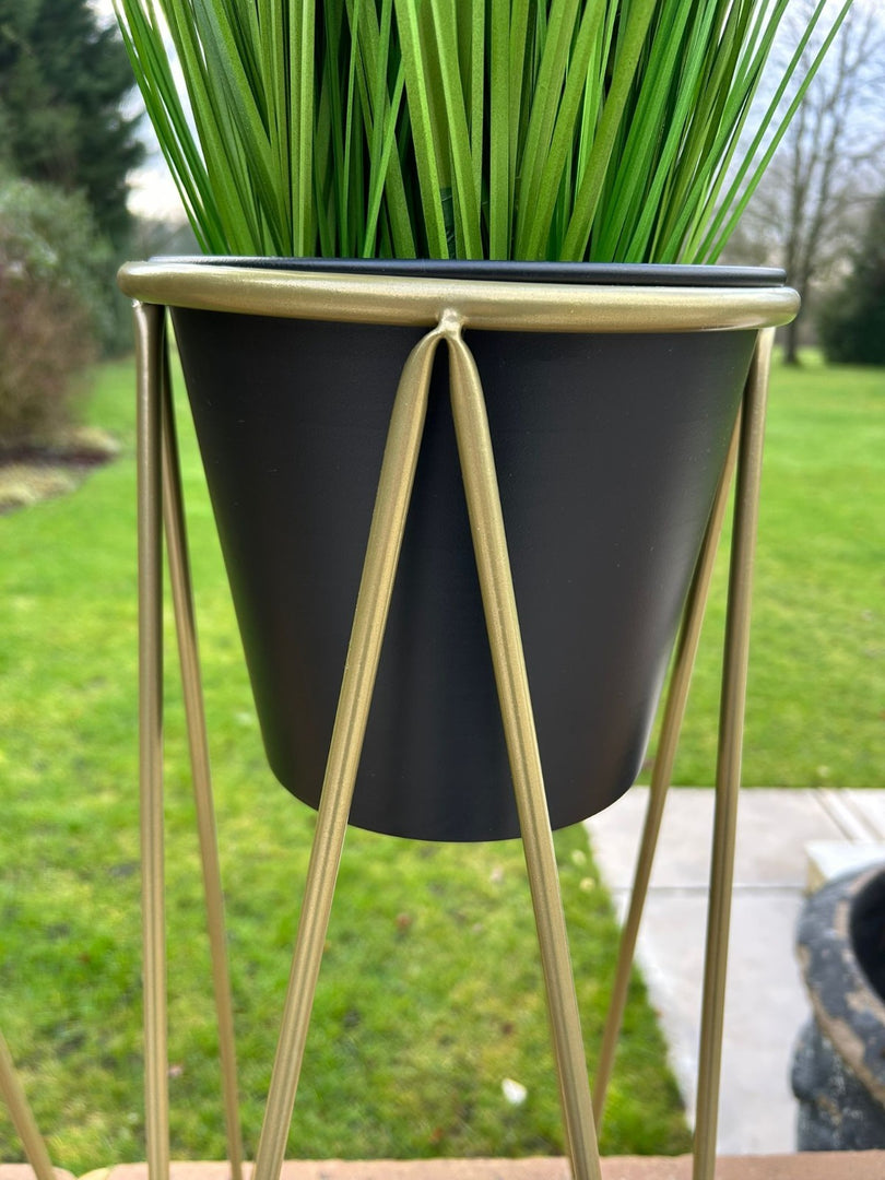 Black Plant Pot Stand Gold Frame Home Garden Decor Gift Set Of 2 Sizes Flower3