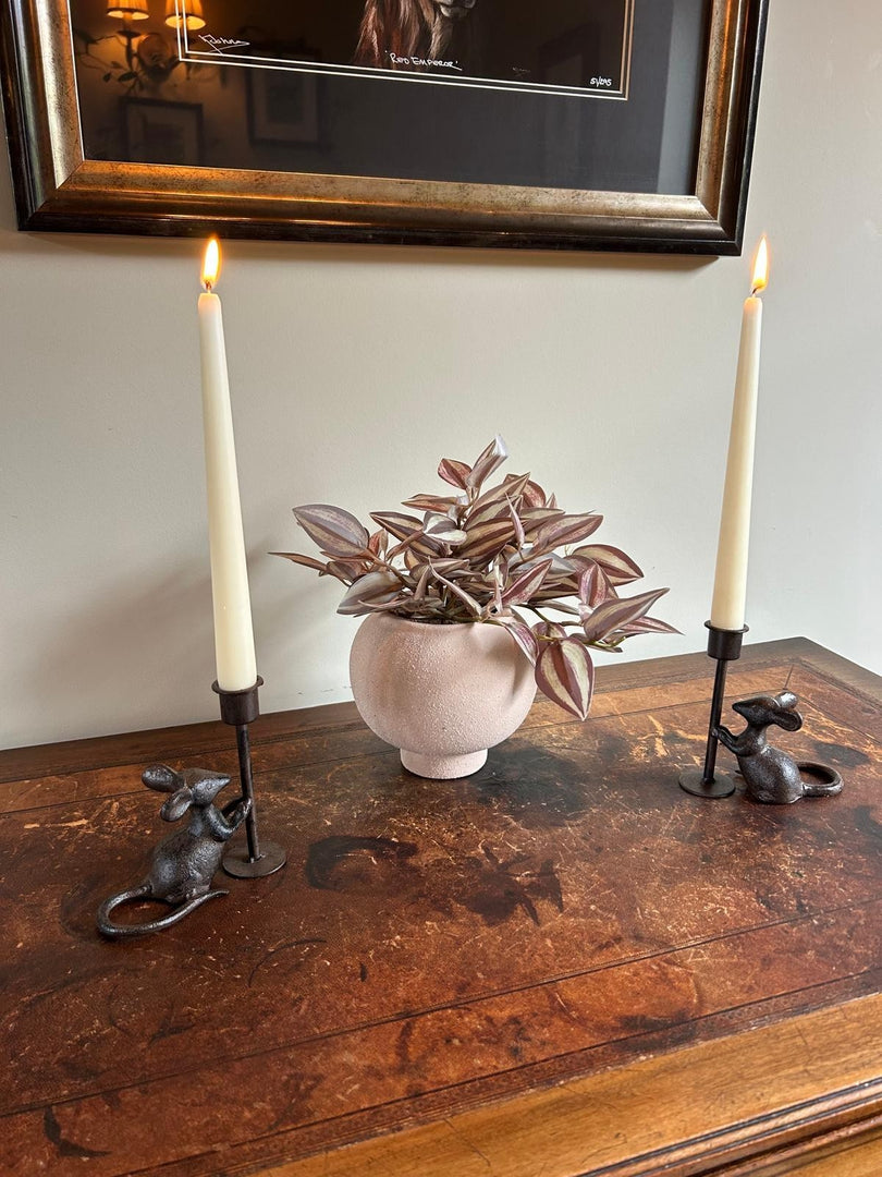 Pair of Cast Iron Mouse Candlestick Holders Mice Candle Sticks Rustic Decor Gift10