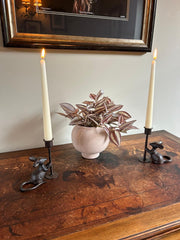Pair of Cast Iron Mouse Candlestick Holders Mice Candle Sticks Rustic Decor Gift10