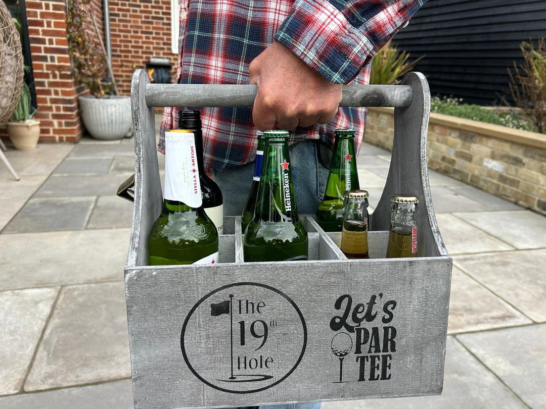 Wooden Golf Bottle Gift Box Carrier Golfer 19th Hole Gift Novelty Xmas Large3