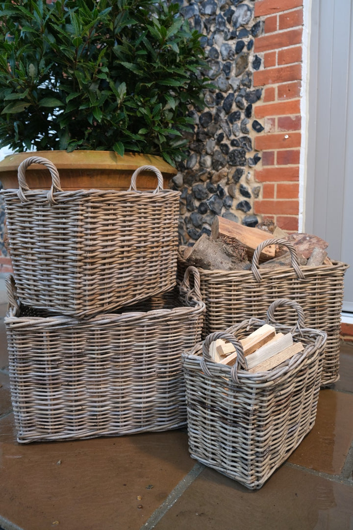 NEW Rectangular Kubu Wicker Rattan Log Storage Handmade Basket Large Heavy Duty13