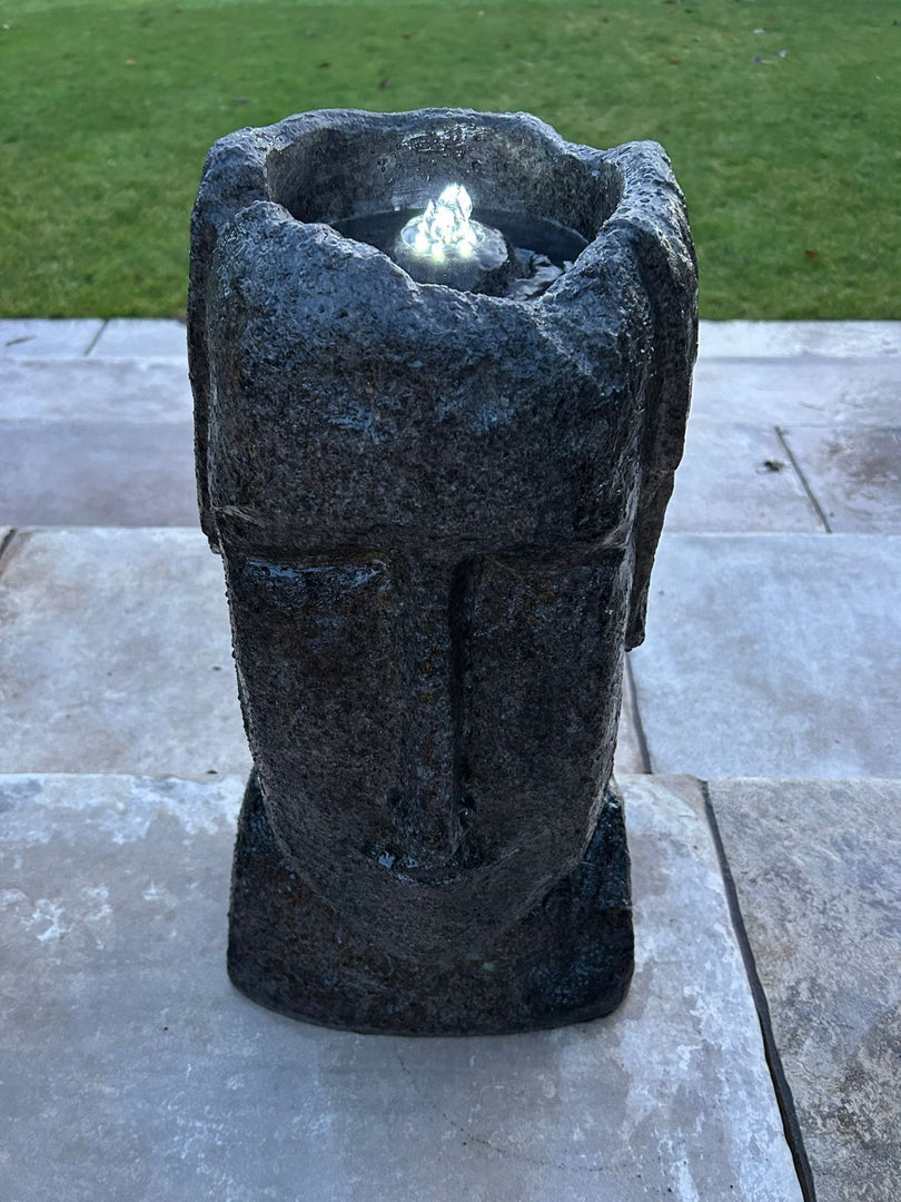 Easter Island Head Water Feature With Light Garden Gift Outdoor Decor Decoration4