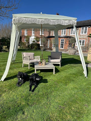 Green Stripe Gazebo Marquee Canopy Fringe Outdoor Garden Beach Cabana Style UK9