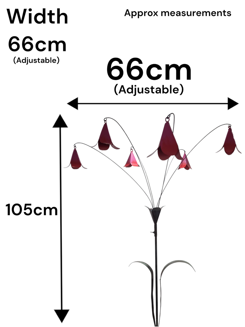 Pink Metal Bell Flower Stake Verdigris Stem Garden Ornament Decor Gift Floral2