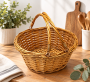 Honey Wicker Shopper Shopping Gift Display Basket No Liner Fold Flat Handles5