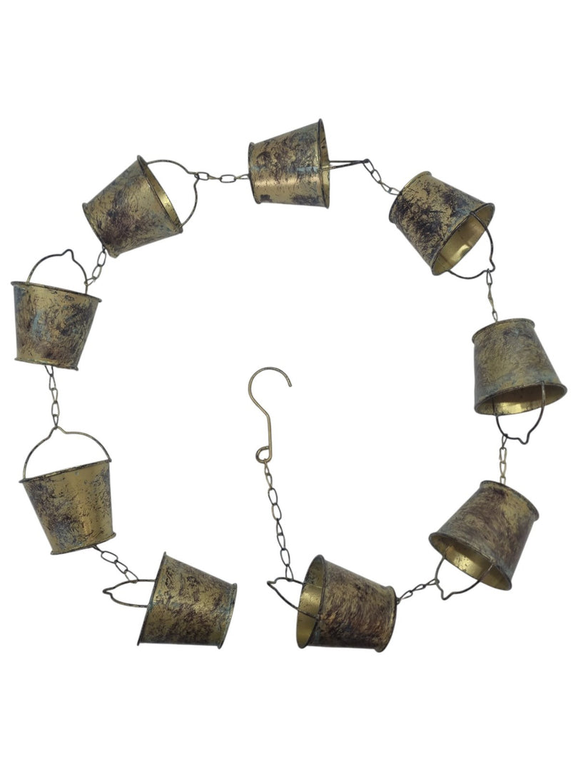 Bucket Rain Chain Hanging Garden Outdoor Nature Ornament Water Decoration21