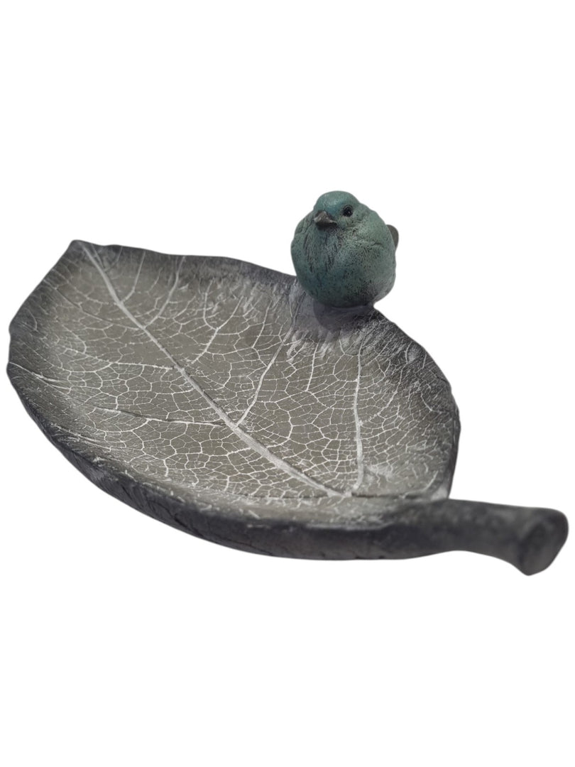 Resin Single Leaf Bowl Bird Bath Feeder Seed Nut Birds Garden Gift Ornament5