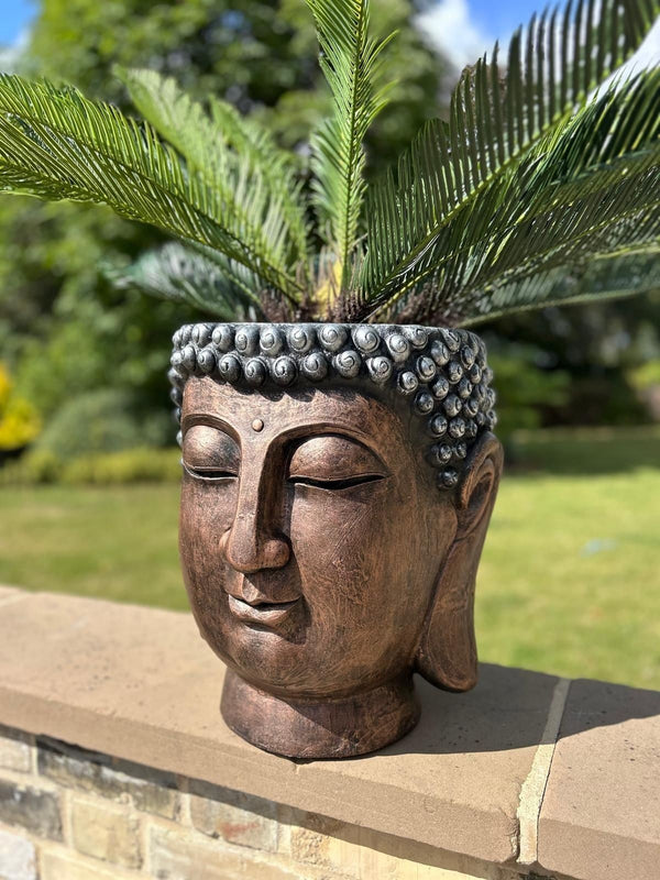 buddha pot plant Buddha Head Garden Copper & Silver Pot Planter Decorative Gift – Garden  Stall