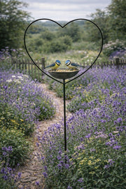 Antique Grey Heart Bird Bath Stake Feeder Garden Giftware Decor Decoration Gift0