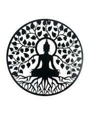 Buddha Metal Black Garden Outdoor Wall Art Plaque 40cm Diameter Gift Decoration2