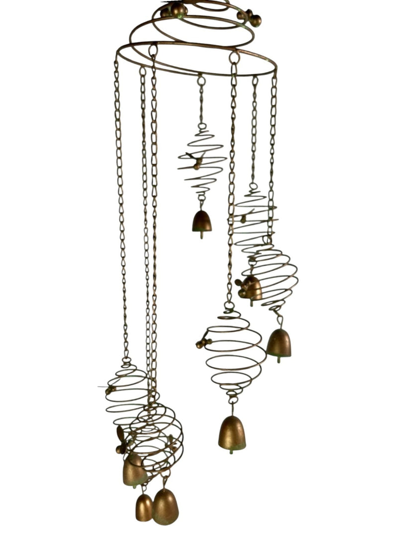 Spiral Bee Hanging Mobile With Bells Metallic Decorative Hanging Garden Ornament8