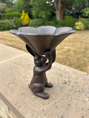 Cast Iron Hare Rabbit Bird Feeder Seed Nut Garden Gift Ornament Decoration Feed8