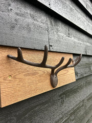 Stag Antlers Hanging Hook Cast Iron Farmhouse Coat Hanger Decor Indoor Outdoor6