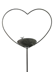 Antique Grey Heart Bird Bath Stake Feeder Garden Giftware Decor Decoration Gift5