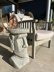 Moai Easter Island Head Statue Resin Garden Ornament Tiki Style Sculpture Plinth2