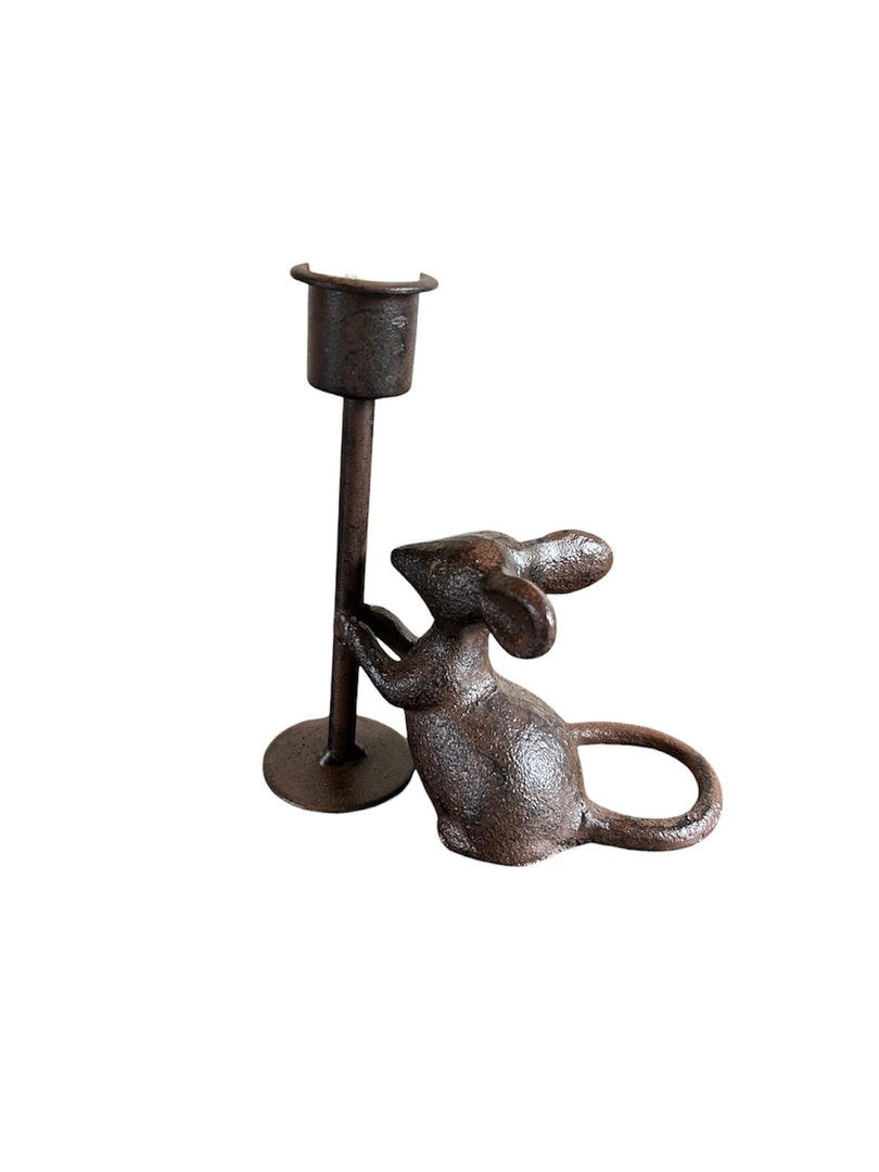 Pair of Cast Iron Mouse Candlestick Holders Mice Candle Sticks Rustic Decor Gift14