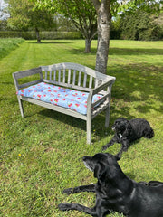 Summer Strawberry Blue Bench Seat Pad Cushion Garden Outdoor 110cm x 50cm12