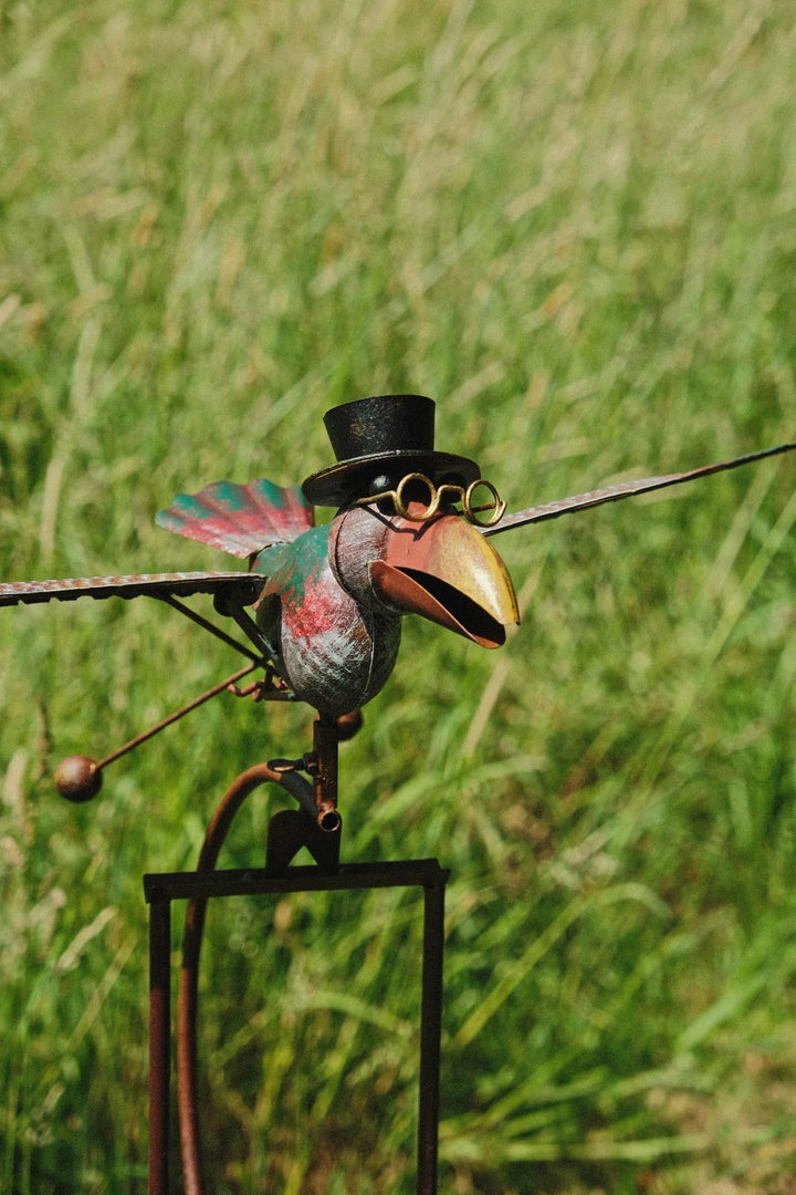 Colourful Flying Rocking Balancing Crow Rocker Garden Ornament Decoration Stake0