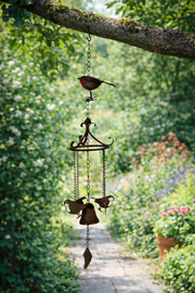 Rustic Metal Robin Hanging Windchime Garden Gift Decor Decoration Hanging Hook2