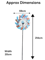 XL Bronze & Blue Leaf Colourful Spinner Garden Decorative Spinning Stake Sensory1