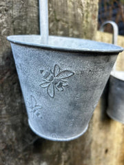 Set Of 3 Zinc Bumblebee Hanging Fence Plant Pots Bee Flower Pot Garden Balcony6