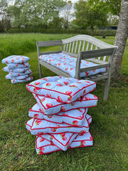 Summer Strawberry Blue Bench Seat Pad Cushion Garden Outdoor 110cm x 50cm16