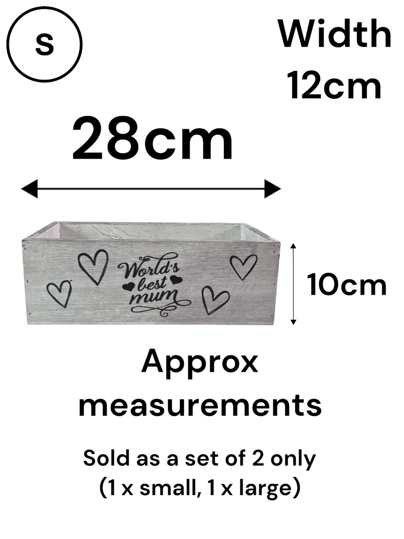 Best Mum Ever Double Sided Hamper Grey Gift Box Storage Wood Crate 2 Sizes1