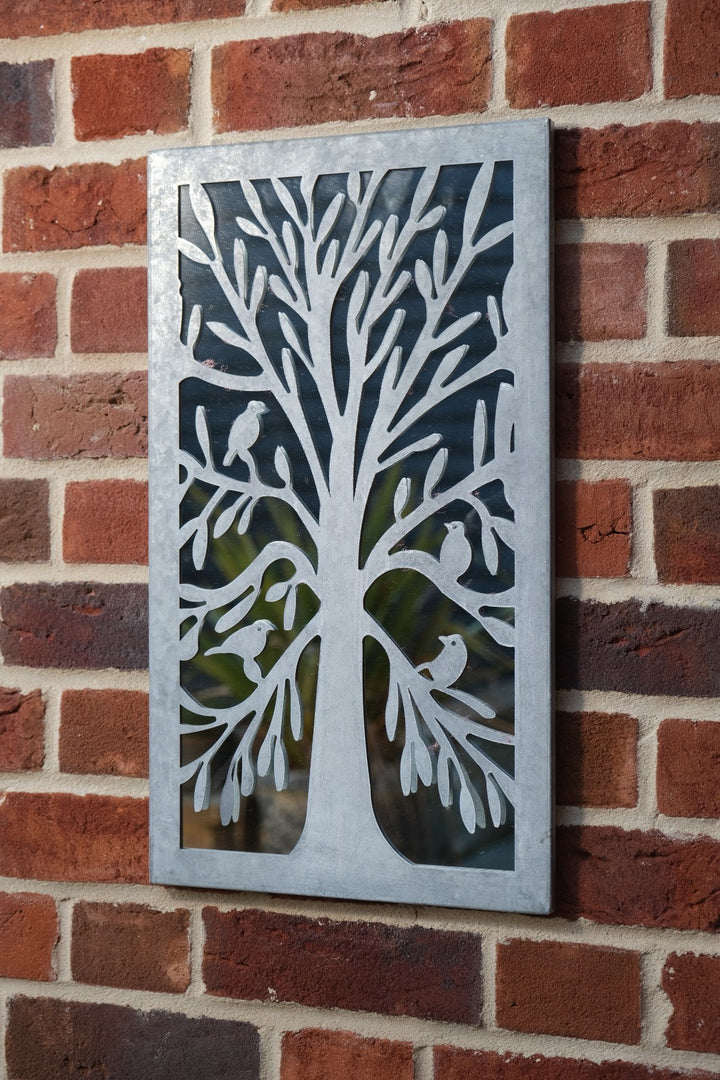 Zinc Tree of Life Wall Mirror with Birds Garden Outdoor Wall Plaque Decoration3