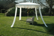 Antique White Gazebo Marquee Canopy Fringe Outdoor Garden Beach Cabana Style UK14