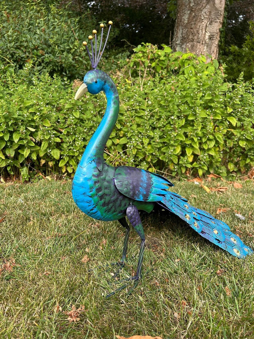 Tail Down Decorative Peacock Bird Animal Metal Garden Giftware  Ornament0