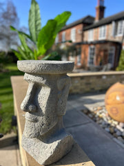 Moai Easter Island Head Statue Resin Garden Ornament Tiki Style Sculpture Plinth7