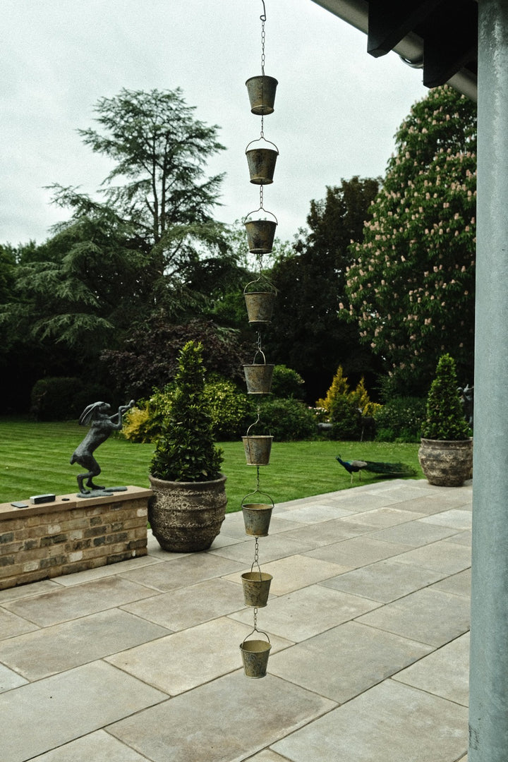 Bucket Rain Chain Hanging Garden Outdoor Nature Ornament Water Decoration14