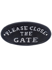 Please Close The Gate Cast Iron Metal Sign Notice Plaque Black & White Garden5
