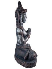 Extra Large Blue Bronze Silver Cross Leg Praying Buddha Garden Decor Decoration12