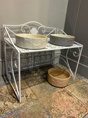 White Freestanding Shelf Kitchen Pet Bowl Storage Holder Metal Rack Organiser0